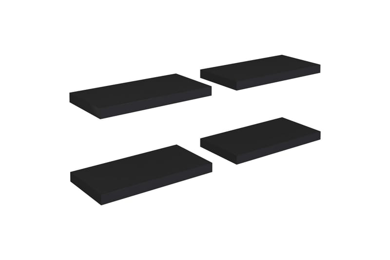 Svävande vägghyllor 4 st svart 50x23x3,8 cm MDF - Svart - Vägghylla