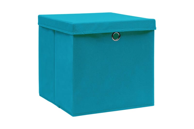 Förvaringslådor med lock 10 st 28x28x28 cm babyblå - Turkos - Förvaringslåda