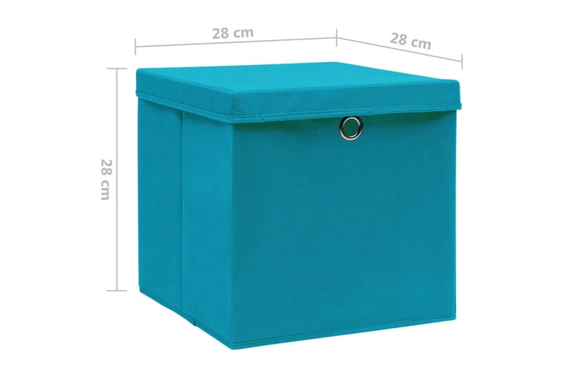 Förvaringslådor med lock 10 st 28x28x28 cm babyblå - Turkos - Förvaringslåda