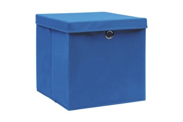 F�örvaringslådor med lock 4 st 28x28x28 cm blå