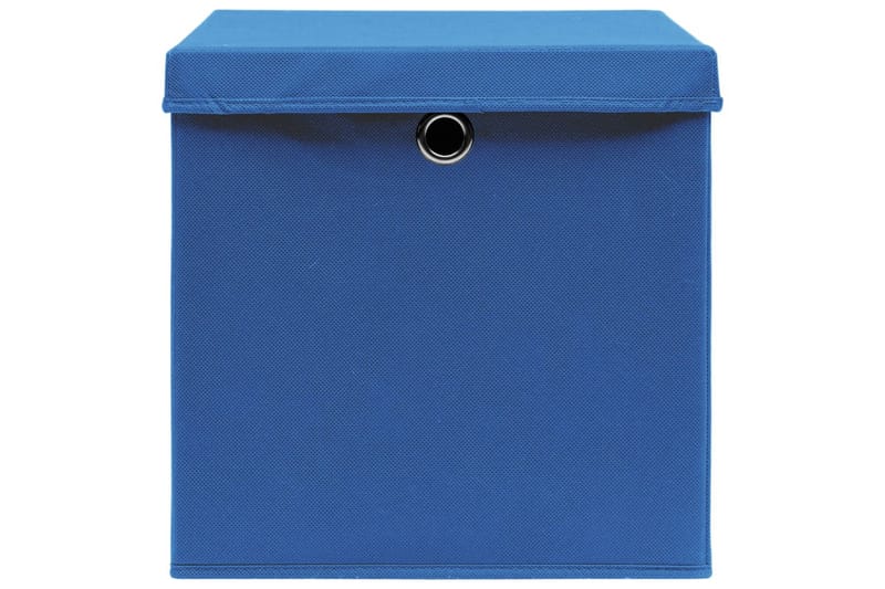 Förvaringslådor med lock 4 st 28x28x28 cm blå - Blå - Förvaringslåda