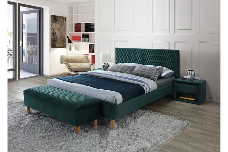 Azurro Sängbord 50 cm - Sammet/Grön - Sängbord & nattduksbord