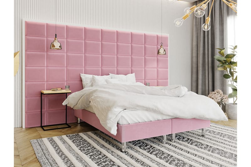 Adeliza Kontinentalsäng 160x200 cm+Panel 40 cm  Rosa - Rosa - Komplett sängpaket