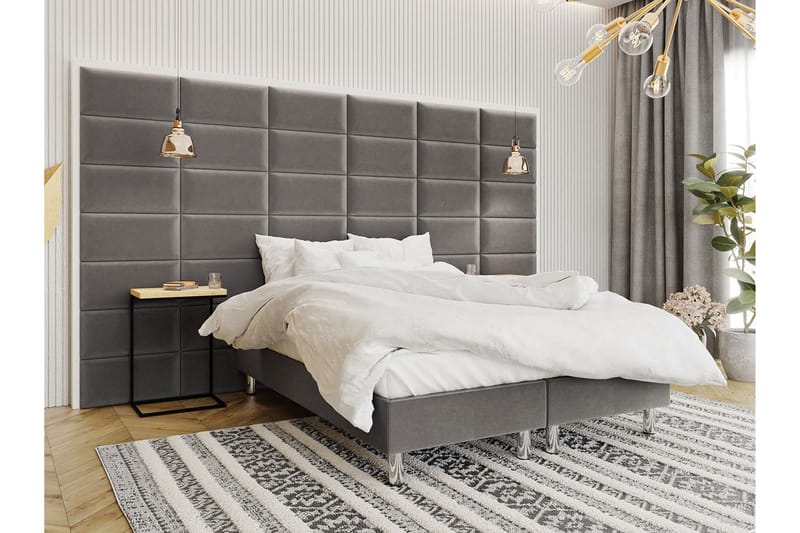 Adeliza Kontinentalsäng 180x200 cm+Panel 60 cm - Grå - Komplett sängpaket