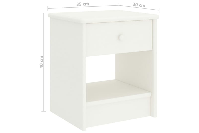 Sängbord vit 35x30x40 cm massiv furu - Vit - Sängbord & nattduksbord