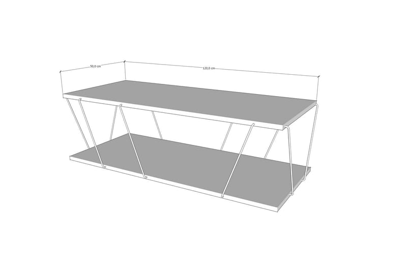 Sarnate Soffbord 120 cm med Förvaring Hylla - Vit/Svart - Soffbord