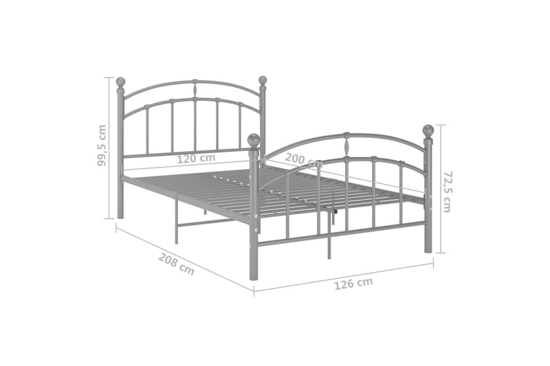 Sängram grå metall 120x200 cm - Grå - Möbler - Säng - Sängram & sängstomme