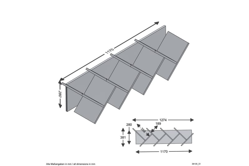 FMD Vägghylla geometrisk ek och svart - Flerfärgad - Vägghylla