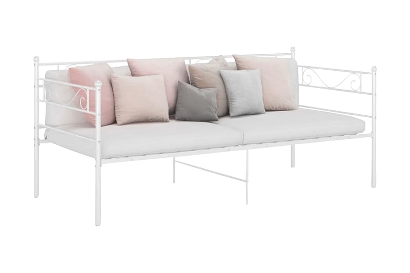 Sängram bäddsoffa vit metall 90x200 cm - Vit - Bäddsoffa