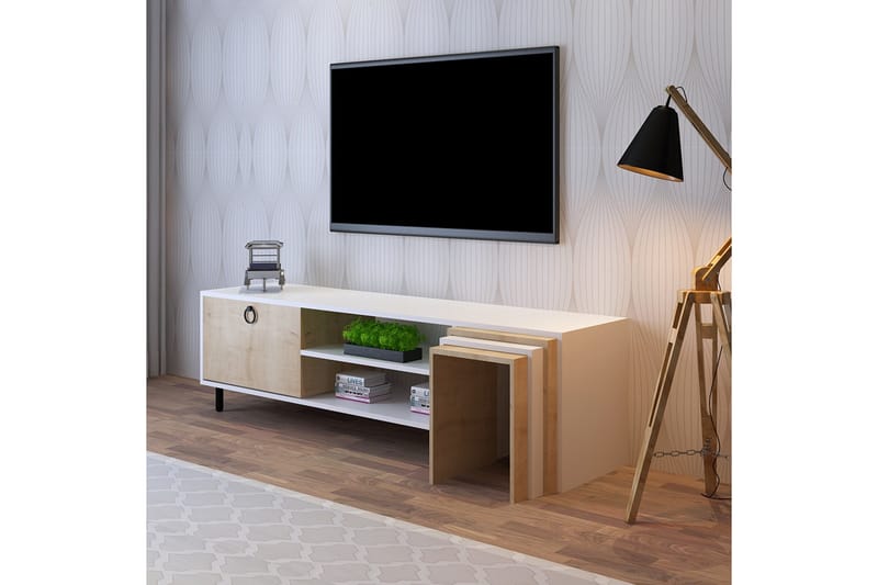Tutana Tv-bänk 180 cm - Natur/Vit - TV bänk & mediabänk