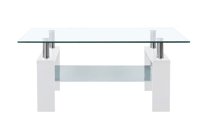 Soffbord vit och transparent 95x55x40 cm härdat glas - Vit/Glas - Soffbord