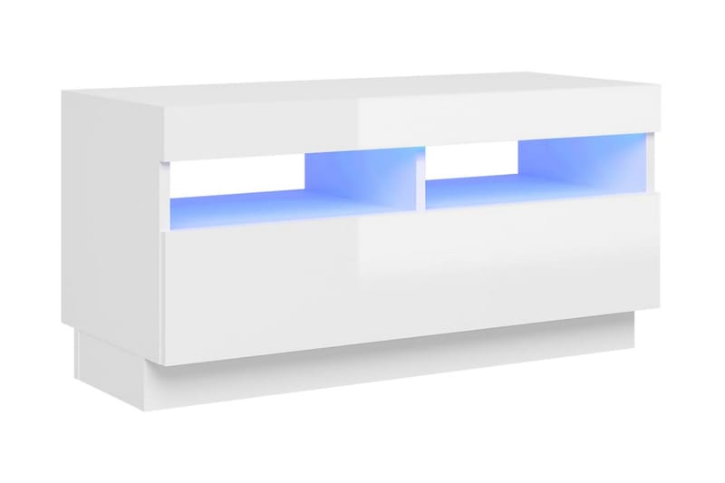 TV-bänk med LED-belysning vit högglans 80x35x40 cm - Vit - TV bänk & mediabänk