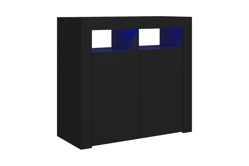 Skänk med LED-belysning svart 80x35x75 cm - Svart - Sideboard & skänk