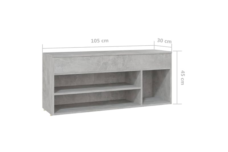 Skobänk betonggrå 105x30x45 cm spånskiva - Betonggrå - Skobänk & skohylla med bänk - Hallförvaring