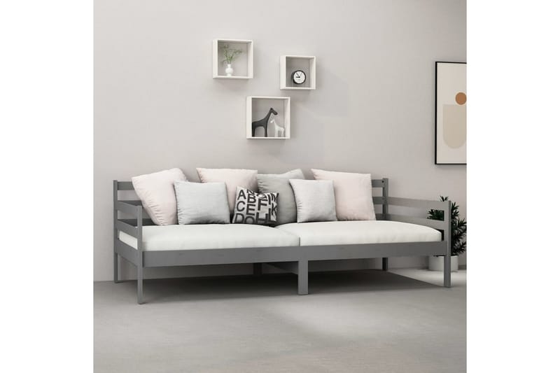 Dagbädd med madrass 90x200 cm grå massiv furu - Grå - Möbler - Soffa - Dagbäddar