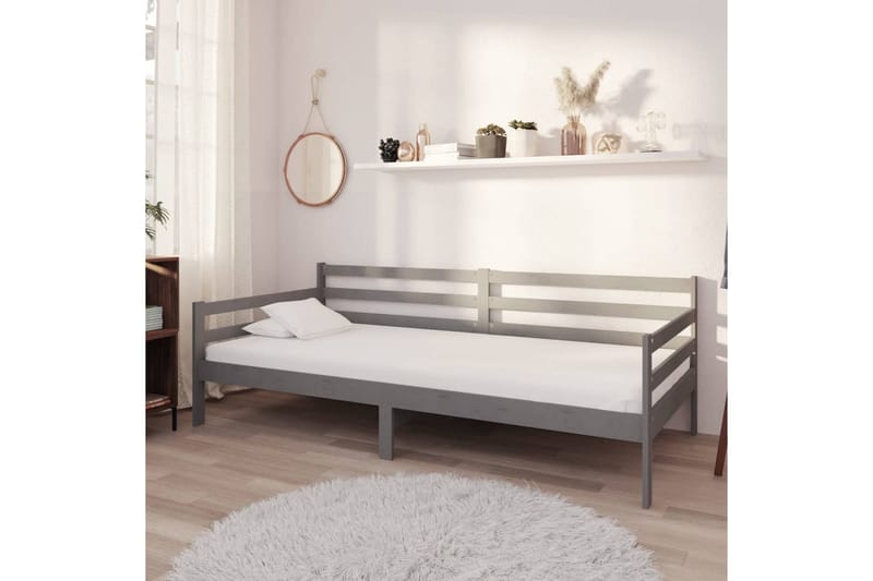 Dagbädd med madrass 90x200 cm grå massiv furu - Grå - Möbler - Soffa - Dagbäddar