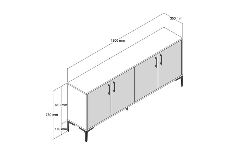 Levents Avlastningsbord 180 cm - Valnöt/Krämvit - Hallbord - Konsolbord & sidobord
