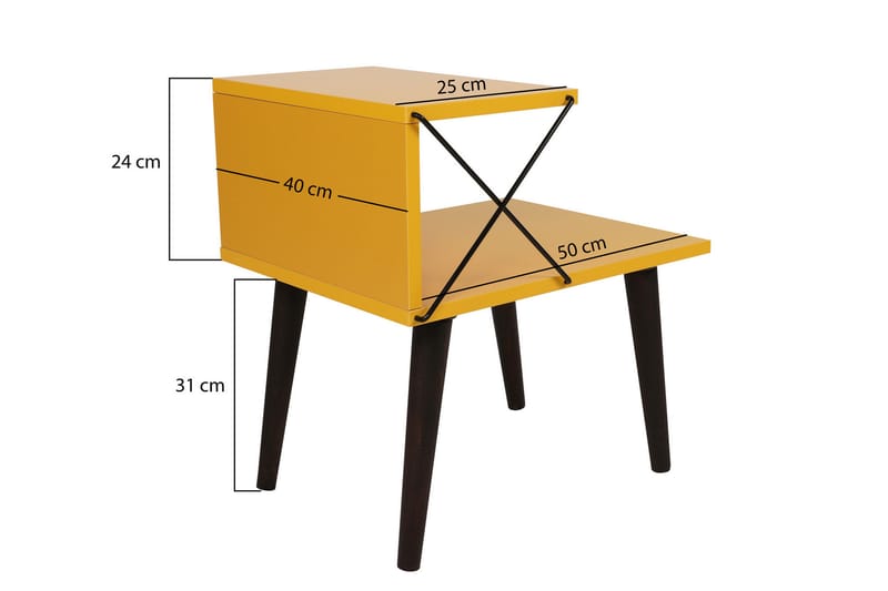 Kaysie Sängbord 50 cm - Gul - Sängbord & nattduksbord