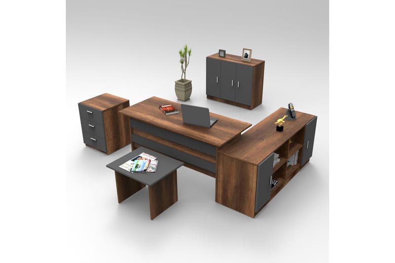 Saratella Möbelset Kontor - Teak/Antracit - Möbelset för kontor