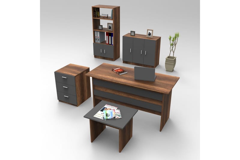 Belloch Möbelset Kontor - Teak/Antracit - M�öbelset för kontor