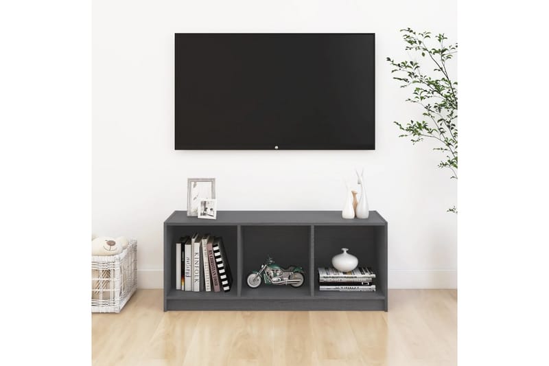 TV-bänk grå 104x33x41 cm massiv furu - Grå - TV bänk & mediabänk