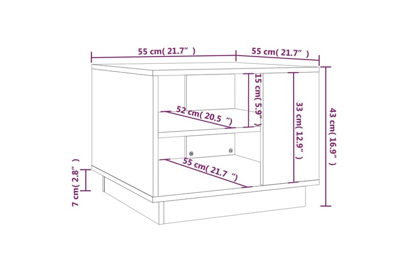 Soffbord vit 55x55x43 cm spånskiva - Vit - Soffbord