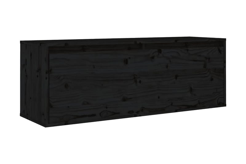 Väggskåp svart 100x30x35 cm massiv furu - Svart - Vägghylla