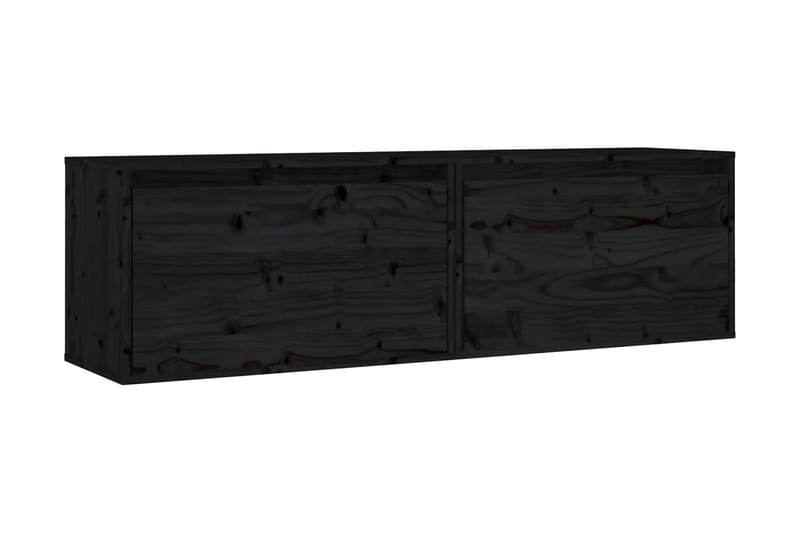 Väggskåp 2 st 60x30x35 cm massiv furu svart - Svart - Vägghylla