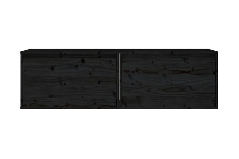 Väggskåp 2 st 60x30x35 cm massiv furu svart - Svart - Vägghylla