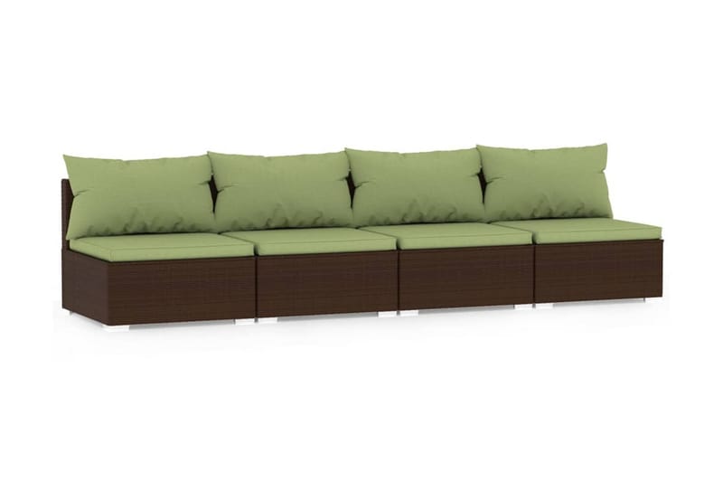 Soffa 4-sits med dynor konstrotting brun - Brun/Grön - Loungesoffa - Utesoffa