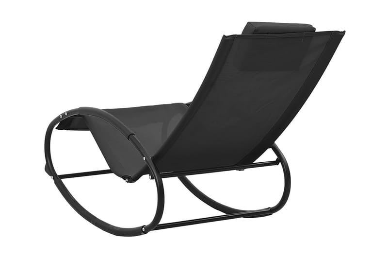 Solsäng med kudde svart stål och textilene svart - Svart - Utemöbler - Utestol & trädgårdsstol - Solsäng & Solvagnar