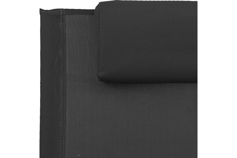 Solsäng med kudde svart stål och textilene svart - Svart - Solsäng & Solvagnar