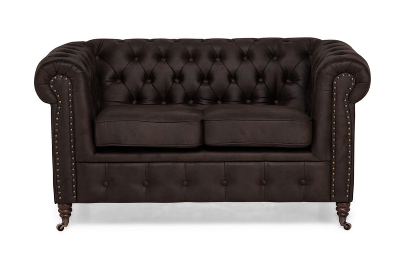 Chesterfield Deluxe 2-sits Soffa - Mörkbrun - Skinnsoffor - Chesterfield soffa - 2 sits soffa