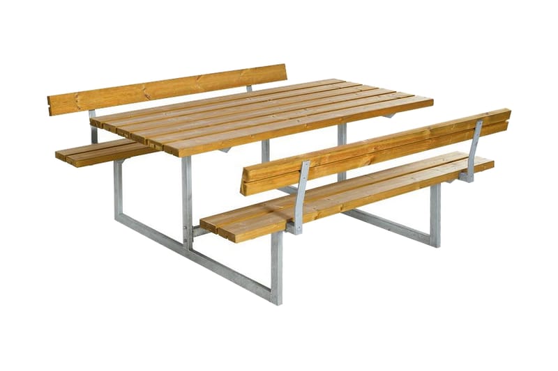 PLUS Basic Bänkset med 2 Ryggstöd - Brun/Beige - Picknickbord & bänkbord