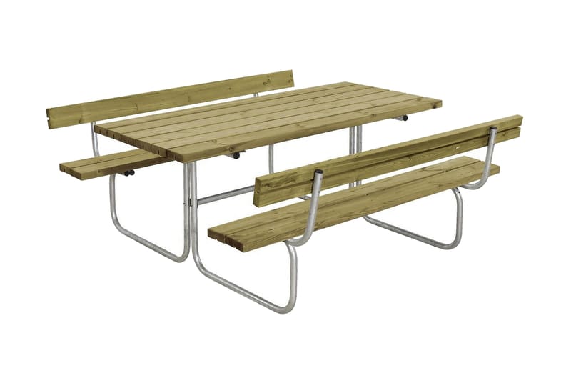 PLUS Classic Bänkset med 2 Ryggstöd 177x177x75 cm - Beige/Grå - Picknickbord & bänkbord