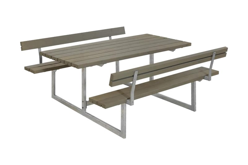PLUS Basic Bänkset med 2 Ryggstöd - Gråbrun - Picknickbord & bänkbord
