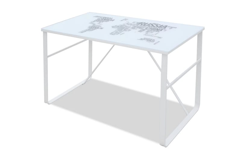 Skrivbord med världskarta 120x60x75 cm - Vit - Skrivbord