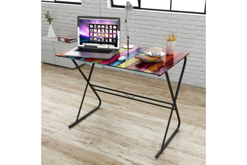 Skrivbord i glas med regnbågsdesign - Flerfärgad - Skrivbord