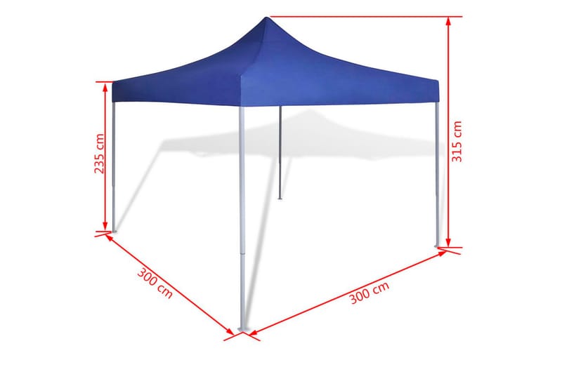 Blått hopfällbart tält 3x3 m - Blå - Paviljongtak