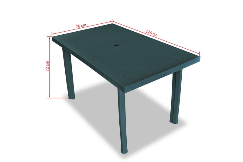Trädgårdsbord grön 126x76x72 cm plast - Grön - Matbord utomhus