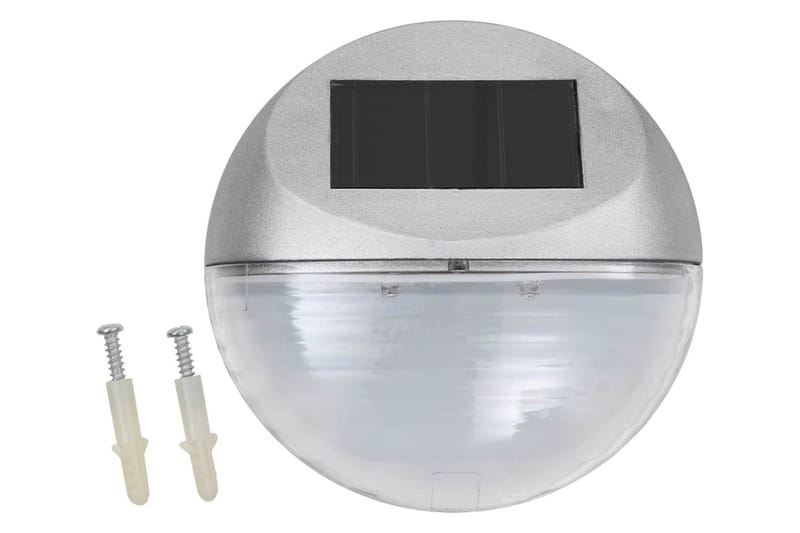 Sollampa vägg LED set 12 st rund silver - be Basic - Solcellslampa & solcellsbelysning - Utomhusbelysning