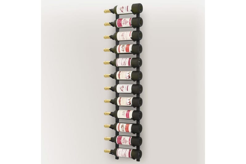 Väggmonterat vinställ för 12 flaskor svart järn - Svart - Vinställ & vinhylla