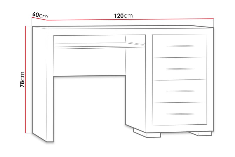 Benavila Skrivbord 120 cm med Förvaring 4 Lådor - Beige/Grå - Skrivbord