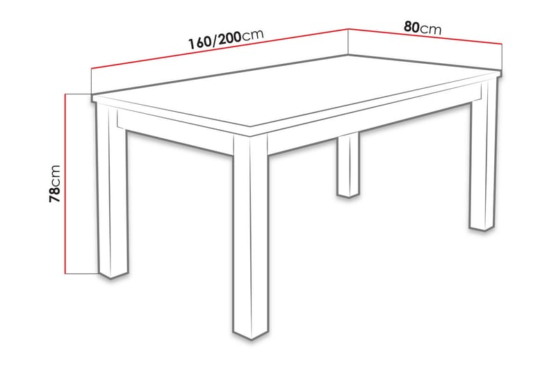Tabell Förlängningsbart Matbord 160x80x78 cm - Trä/Natur - Matbord & köksbord