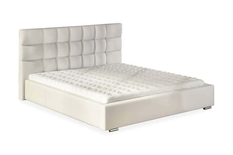 Dolores Förvaringssäng & madrass 218x186x106 cm - Vit - Komplett sängpaket - Sängar med förvaring
