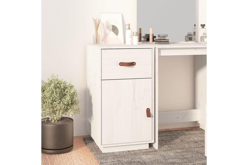 beBasic Skrivbordsskåp vit 40x50x75 cm massiv furu - White - Förvaring - Småförvaring