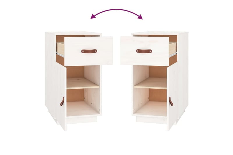 beBasic Skrivbordsskåp vit 40x50x75 cm massiv furu - White - Förvaring - Småförvaring