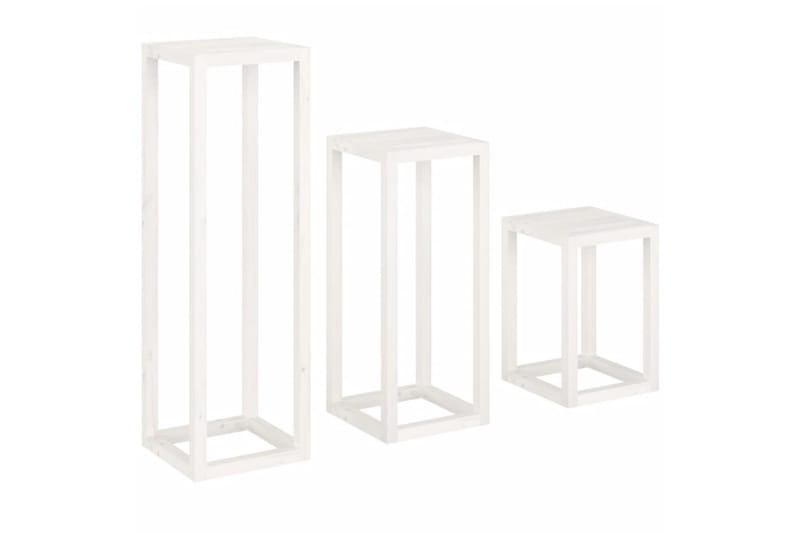beBasic Växtställ 3 delar Vit massiv furu - White - Inredning - Kruka & ytterkruka