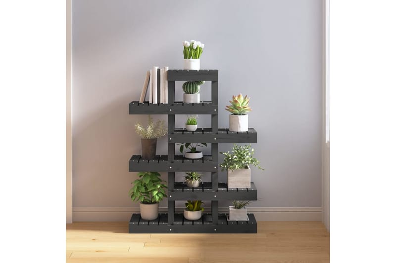beBasic Växtställ Grå 85x25x109,5 cm massiv furu - Inredning - Kruka & ytterkruka