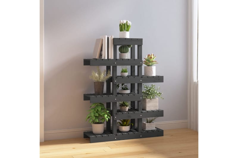 beBasic Växtställ Grå 85x25x109,5 cm massiv furu - Inredning - Kruka & ytterkruka